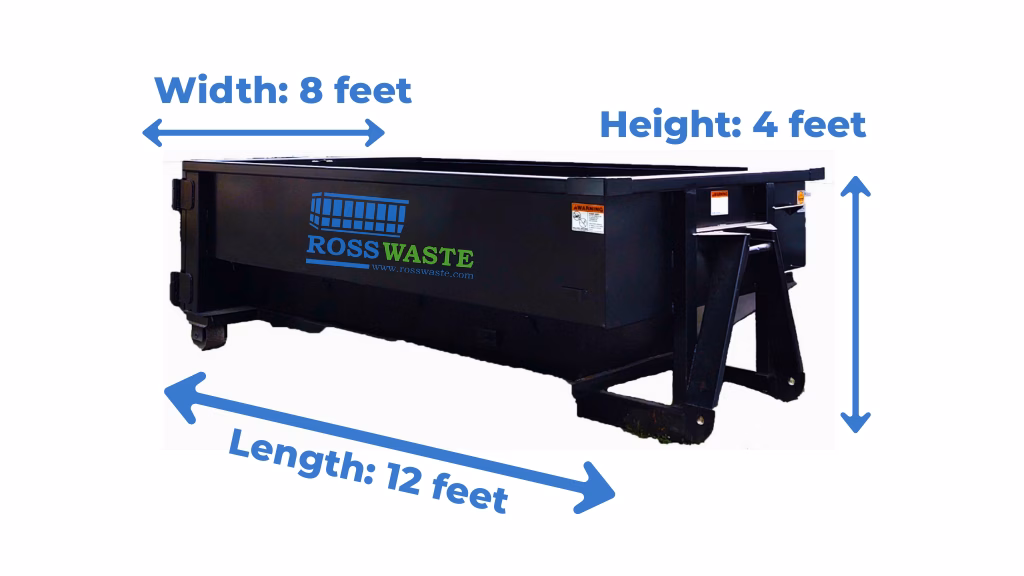 10 yard roll off dumpster dimensions